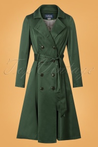 Collectif Clothing - 40s Korrina Swing Trench Coat in Green 3