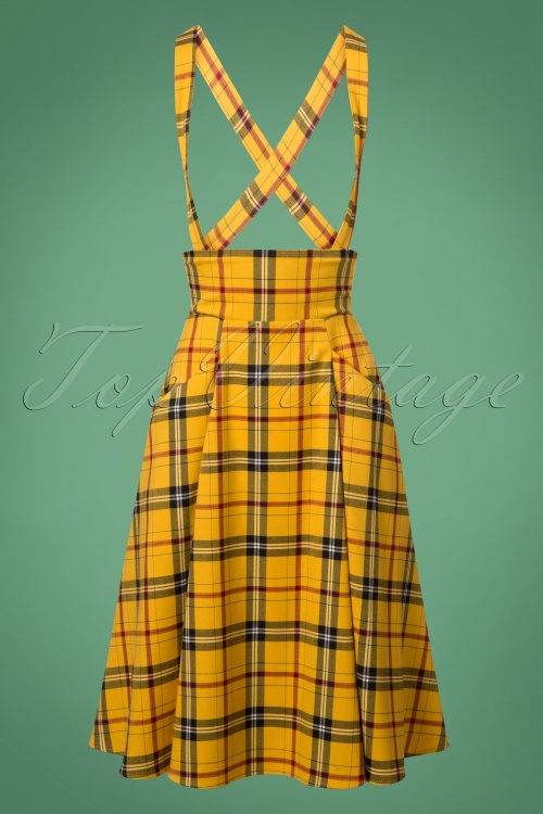 Collectif Clothing - Alexa Clueless Check Swing Skirt Années 50 en Jaune 2