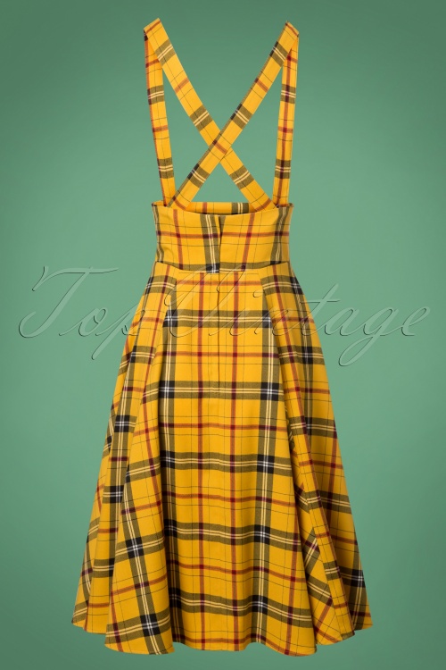 Collectif Clothing - Alexa Clueless Check Swing Skirt Années 50 en Jaune 5