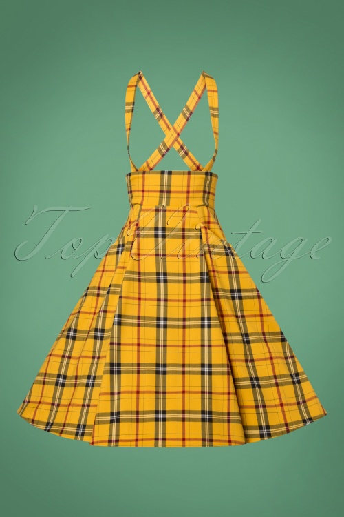 Collectif Clothing - Alexa Clueless Check Swing Skirt Années 50 en Jaune 3