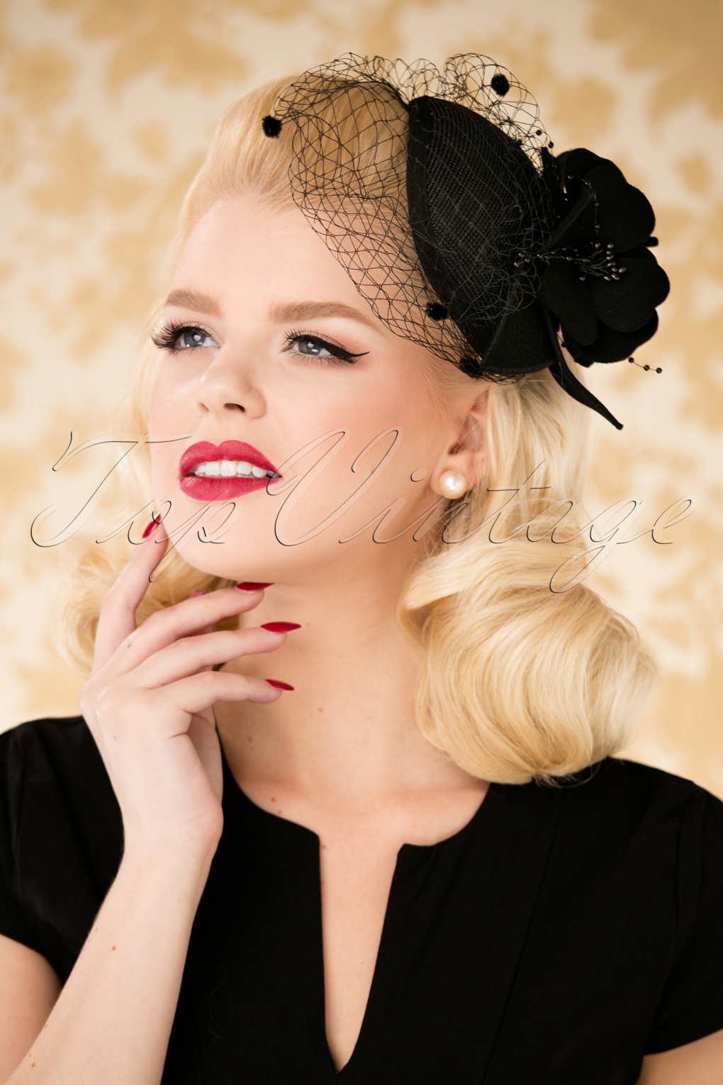 40s Gigi Fascinator in Black