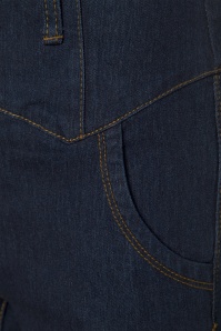 Collectif Clothing - Rebel Kate High Waist Stretch Trousers Années 50  en Bleu Jean 4