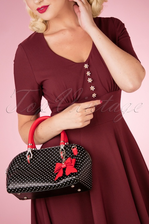 Banned Retro - Lady Layla Handbag Années 50 en Noir et Rouge 2