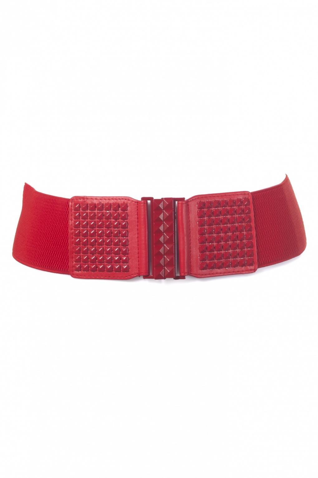 waist belt elastic red elastic Square studs belt red waist