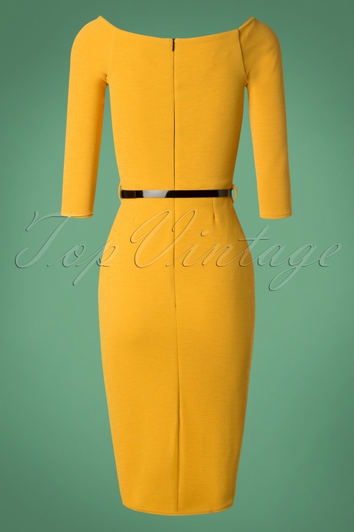 Vintage Chic for Topvintage - Neila Pencil Dress Années 50 en Jaune Moutarde 4