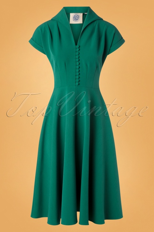 Pretty Retro - 40s Pretty Hostess Dress in Green 2