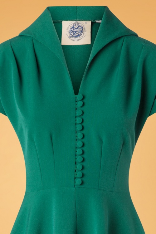 Pretty Retro - Mooie gastvrouw jurk in groen 3