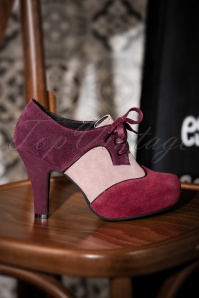 Topvintage Boutique Collection - 50s Angie Ton sur Ton Suede Booties in Merlot 4