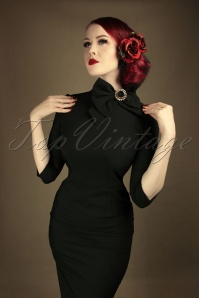 Vintage Diva  - De Maxine Bow Pencil-jurk in zwart 4