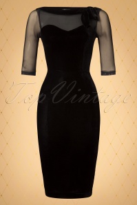 Vintage Diva  - The Evelyn Pencil Dress en Noir 3