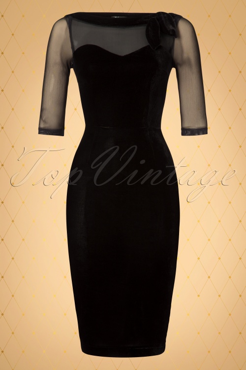 Vintage Diva  - The Evelyn Pencil Dress en Noir 3
