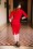 Vintage Diva  - De Sarah Pencil-jurk in lippenstiftrood 2