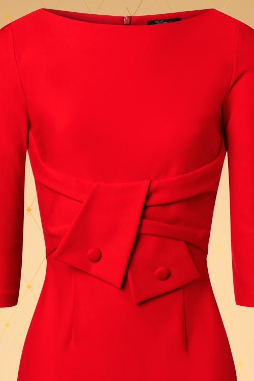 Vintage Diva  - The Sarah Pencil Dress in Lipstick Red 6