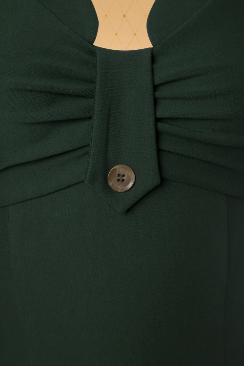 Vintage Diva  - The Stella Pencil Dress in Forest Green 9
