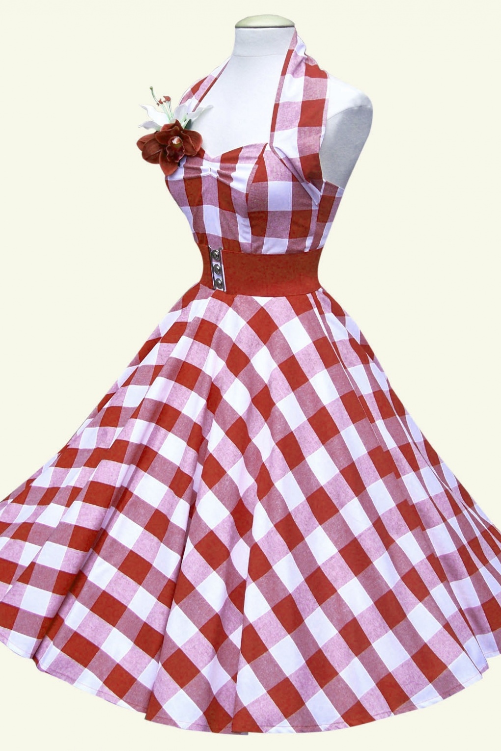 Limited collection! 50s Retro halter gingham red swing dress