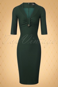 Vintage Diva  - The Stella Pencil Dress in Forest Green 6