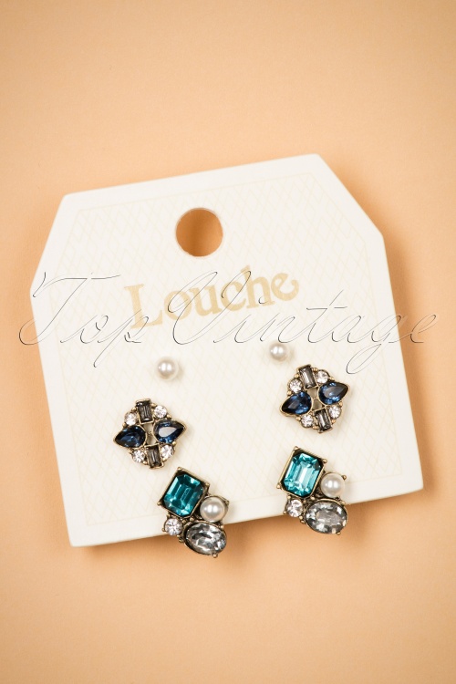 Louche - Skye Art Deco Stud Earring Set Années 20