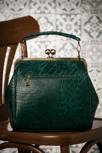 Topvintage Boutique Collection - Mindy Krokodillentranen handtas in groen 4