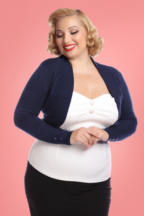 Collectif Clothing - 50s Jean Knitted Bolero in Navy 5