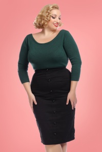 Collectif Clothing - Bettina Pencil Skirt Années 50 en Noir 6