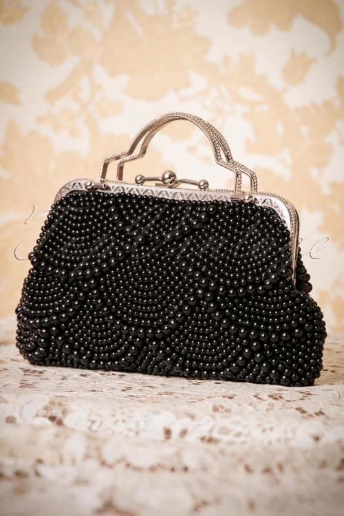 Banned Retro - 20s Eleanor Beaded Handbag in Black