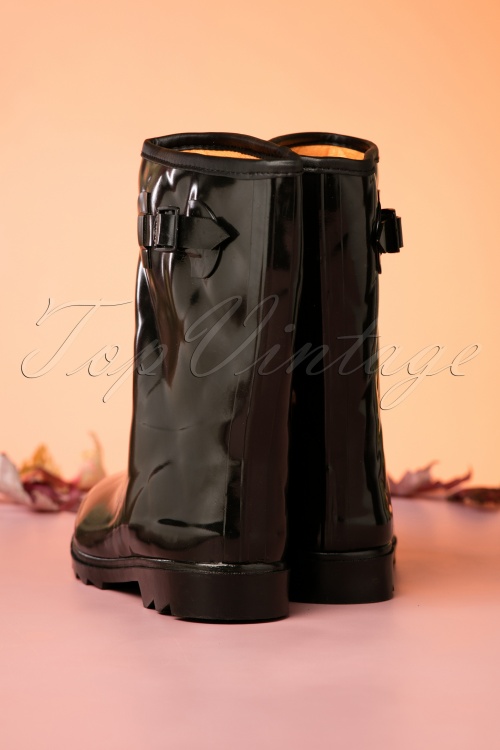 Missy - Lesley Quilted Rain Boots Années 60 en Noir 4