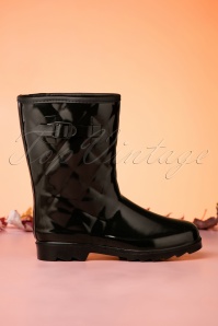 Missy - 60s Lesley Quilted Rain Boots in Black 3