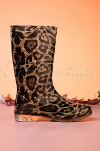 Missy - Wild Leopard Rain Boots Années 60