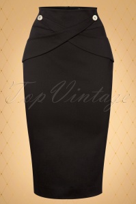 Vintage Diva  - The Adelaide Pencil Skirt in Black 3