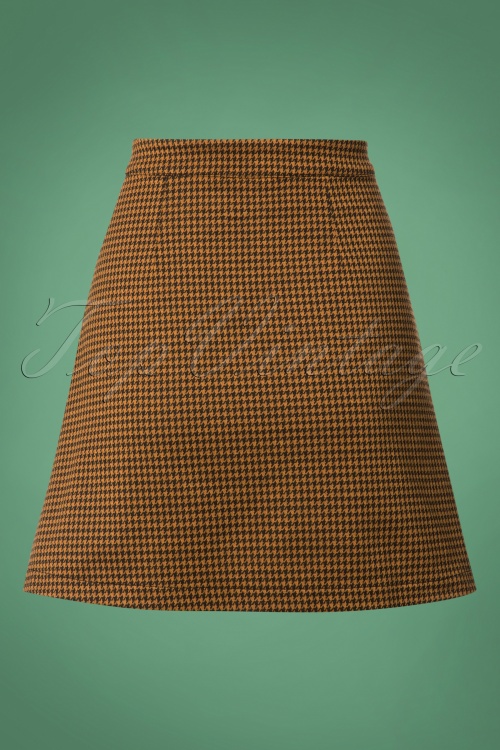 Banned Retro - Beatrice Houndstooth Skirt  Années 60 en Brun Tabac 3