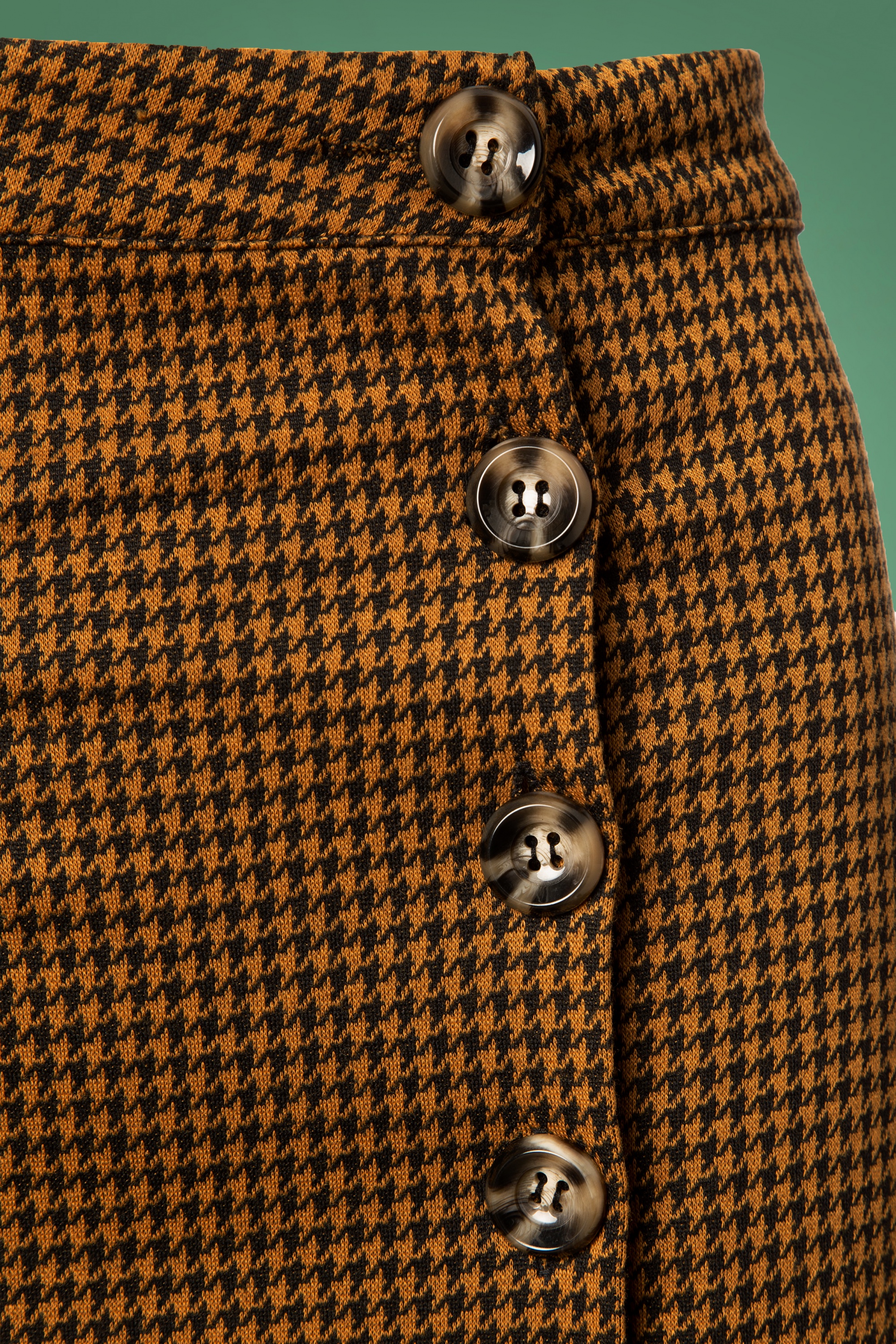 Banned Retro - Beatrice pied-de-poule rok in tabakskleur 4