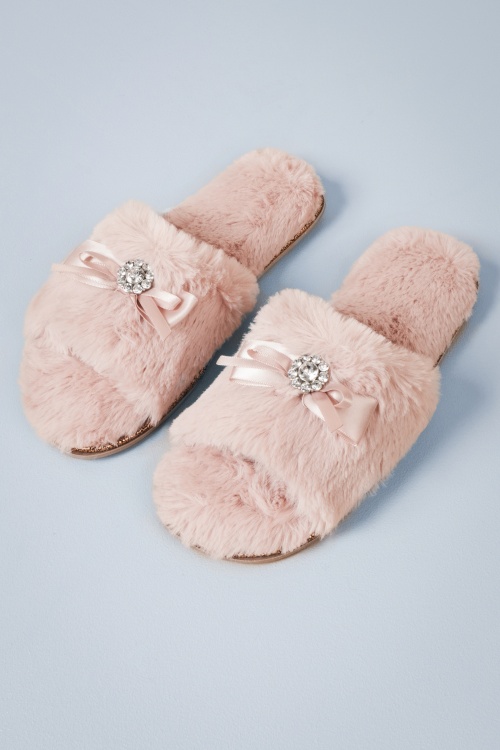 Amici - 50s Josie Plush Slippers in Dusty Pink 3