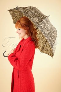 Collectif Clothing - 50s Lacy Leopard Umbrella in Beige
