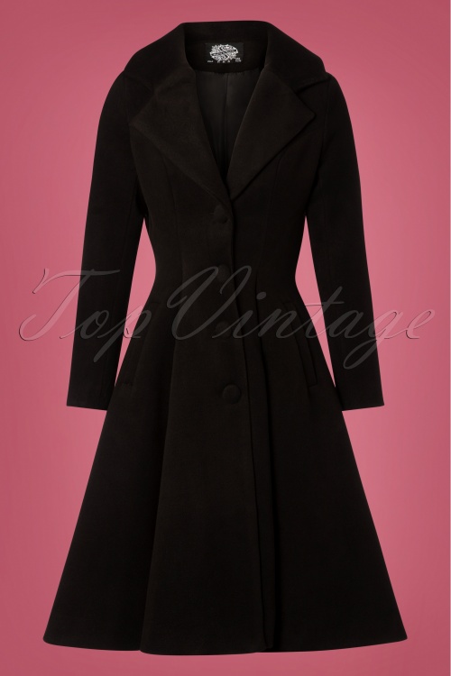 Hearts & Roses - 50s Lauren Swing Coat in Black 2