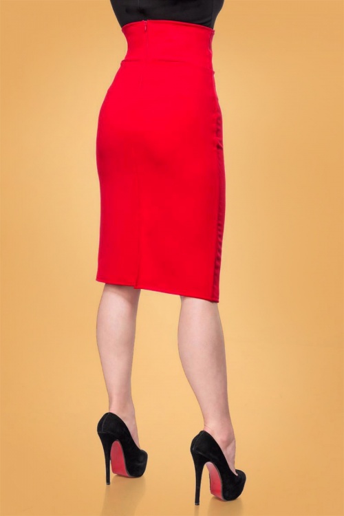 Belsira - 50s Andrea Pencil Skirt in Lipstick Red 4