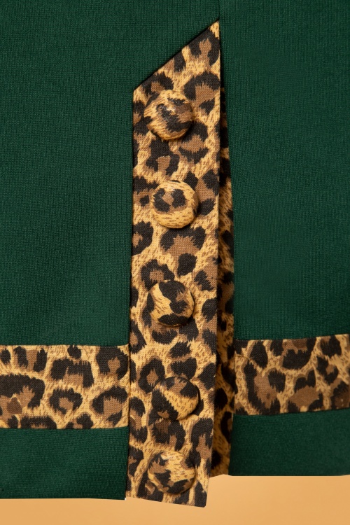 Banned Retro - 50s Rock N Roll Leopard Wiggle Dress in Green 5
