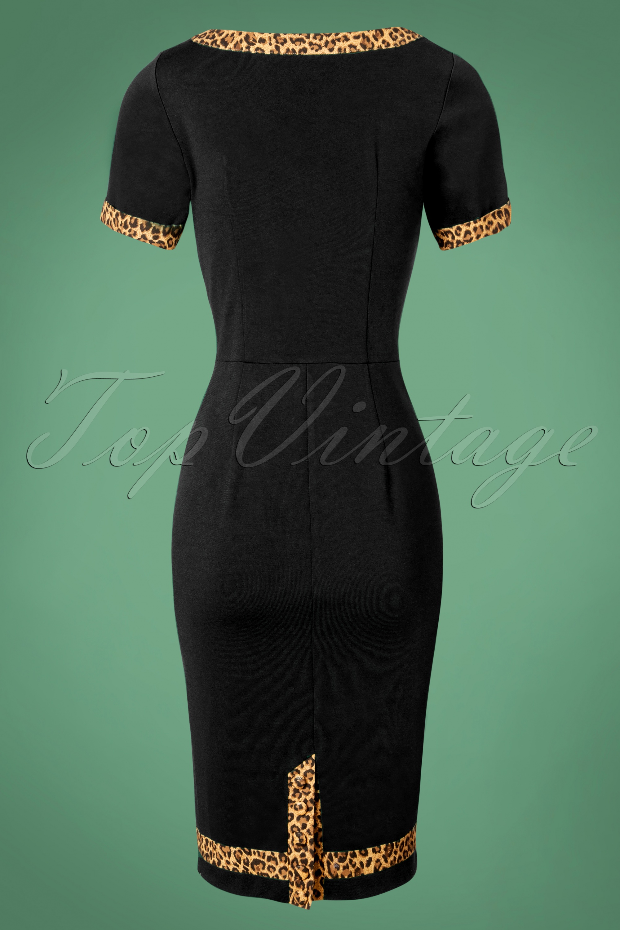 Banned Retro - Rock N Roll luipaard wiggle-jurk in zwart 4