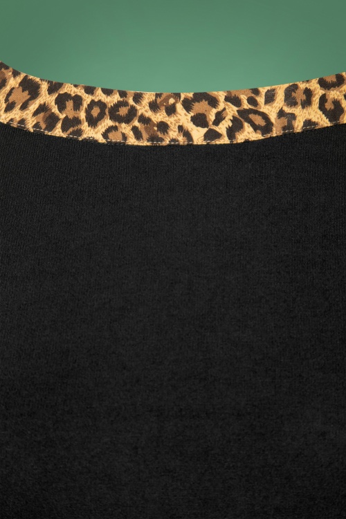 Banned Retro - 50s Rock N Roll Leopard Wiggle Dress in Black 3