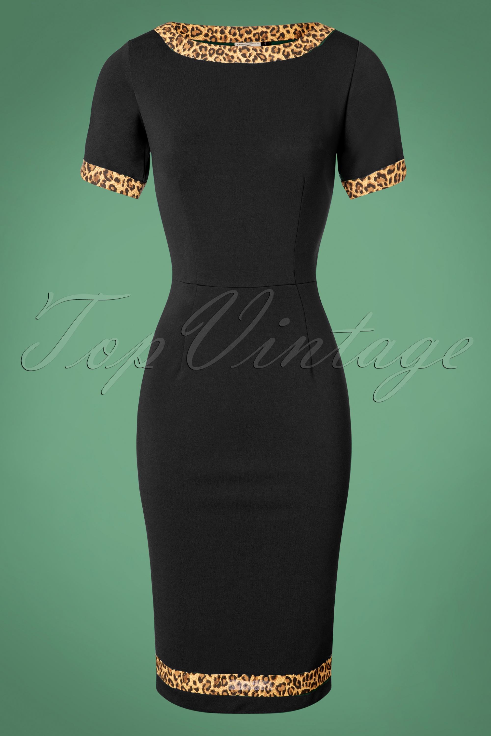 Banned Retro - Rock N Roll luipaard wiggle-jurk in zwart 2