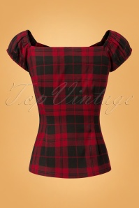 Collectif Clothing - 50s Dolores Rebel Check Top in Black and Red 4