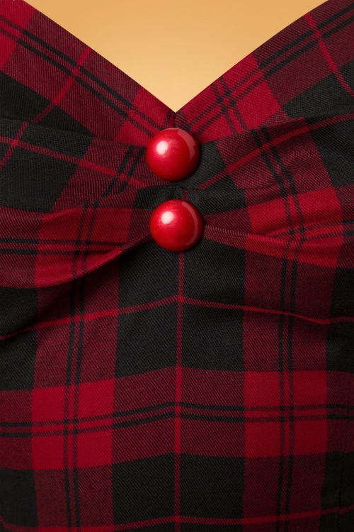 Collectif Clothing - Dolores Rebel geruite top in zwart en rood 3