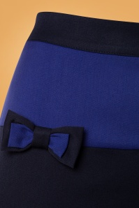 Banned Retro - Colour Block Pencil Skirt Années 50 en Bleu 3