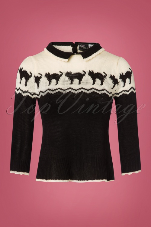 SugarShock - Izzara Jumper Années 40 en Noir et Beige