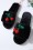 Peach Accessories - 50s Cherry Plush Slippers in Black