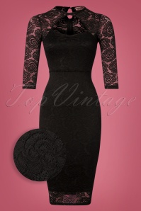 Vintage Chic for Topvintage - Georgia kanten jurk in zwart 2
