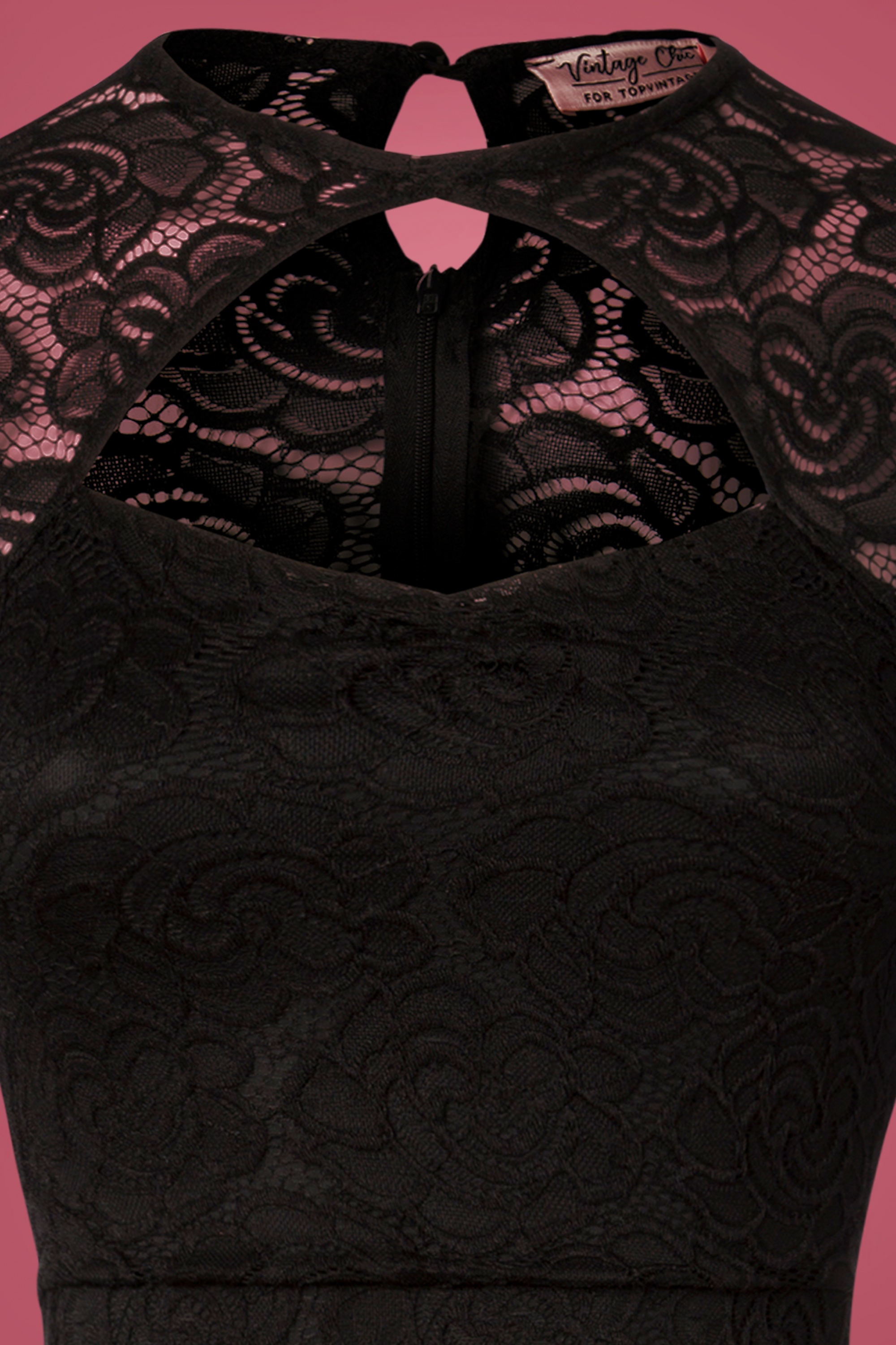 Vintage Chic for Topvintage - Georgia kanten jurk in zwart 4