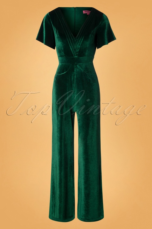 velvet jumpsuit green