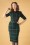 Winona Slither Check Pencil Dress Années 50 en Noir et Vert