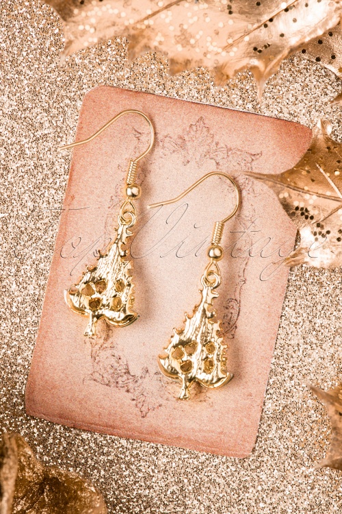 Kaytie - 50s Christmas Tree Earrings in Gold 3