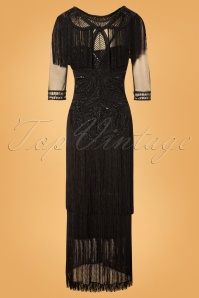 GatsbyLady - 20s Glam Fringe Flapper Maxi Dress in Black 7